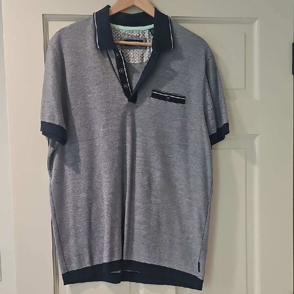 Ted Baker Charcoal and Navy Polo Shirt